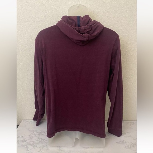 Loungewear Authentic Apparel Long Sleeve Hoodie Mens M Maroon Sweater Henley C1‍ - Picture 3 of 5